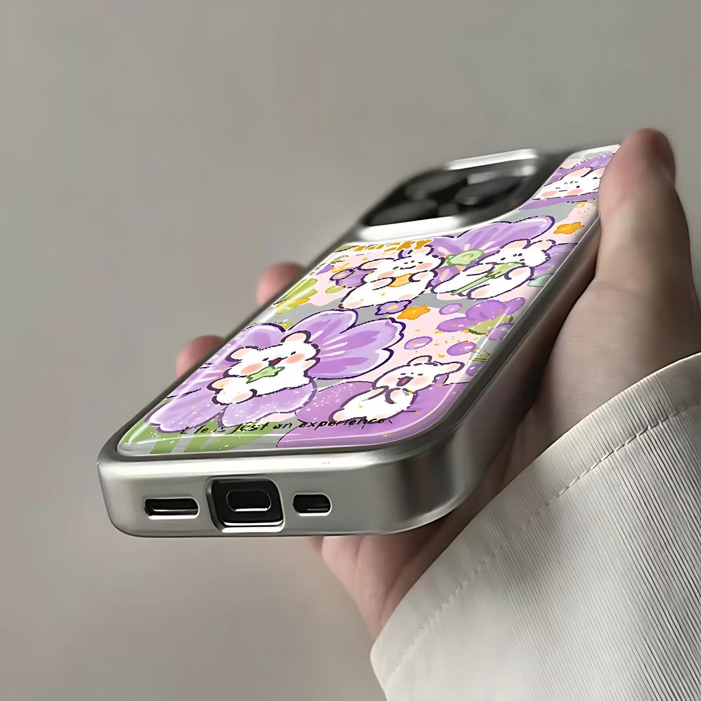 Ins Милый фиолетовый кролик Чехол для телефона для iPhone 17 16e 16 15 14 13 12 11 Air Pro Max X XR XSMAX 8 7 Plus Роскошный прозрачный чехол