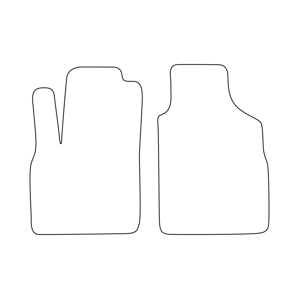 2 Black - Set of Velour Car Mats for Fiat Doblo 1 2-Seat 2001-2009 Black Piping