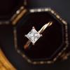 Retro 18K Gold Plated Square Moissanite Ring with Heart Design - 1 Carat Four-Claw Setting for Women