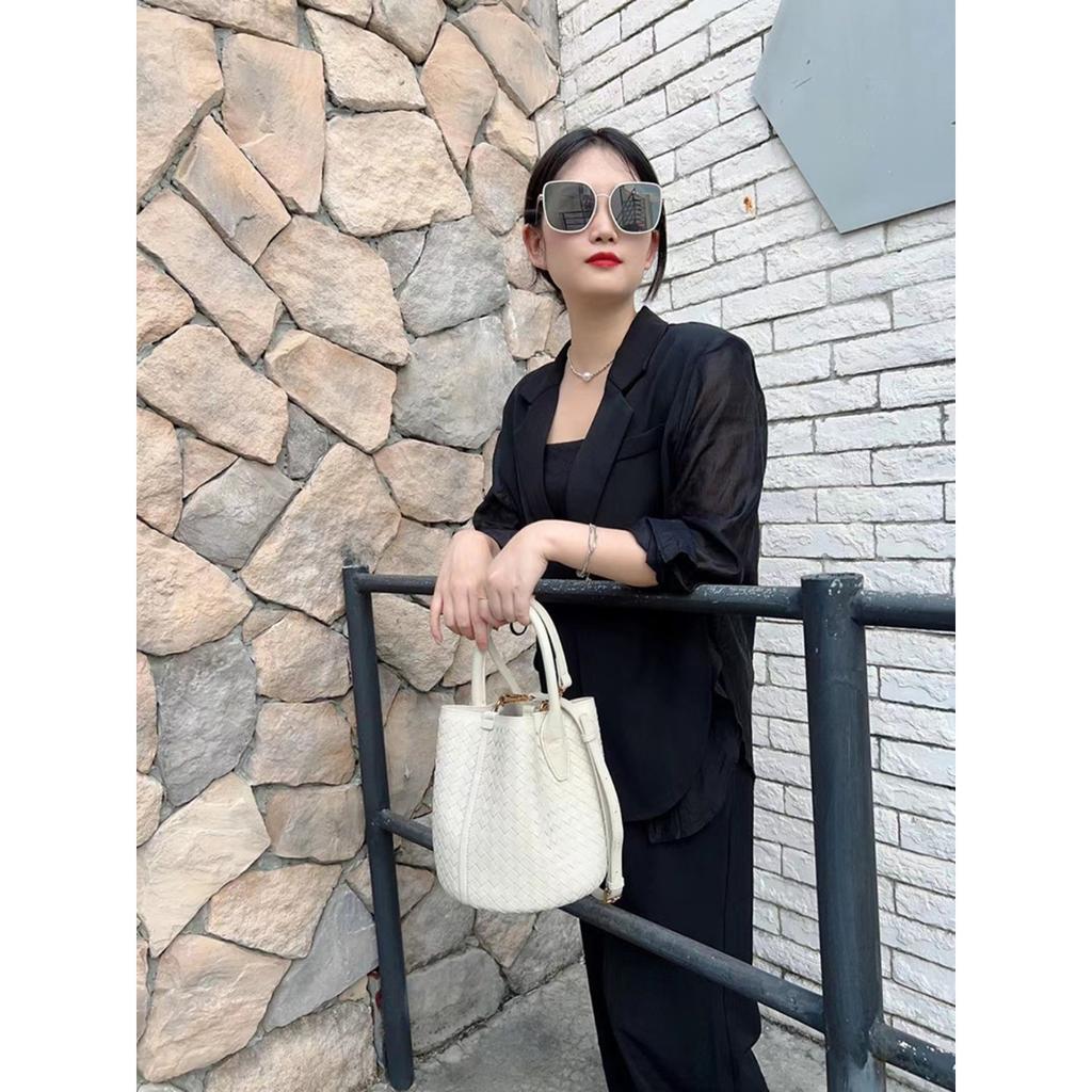 Новая плетеная сумка-ведро кожаная женская модная портативная сумка-мессенджер детская и мамина сумка нишевый дизайн портативная