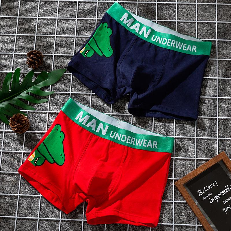 Мужские удобные хлопковые боксеры-брифы с мультяшным принтом крокодила