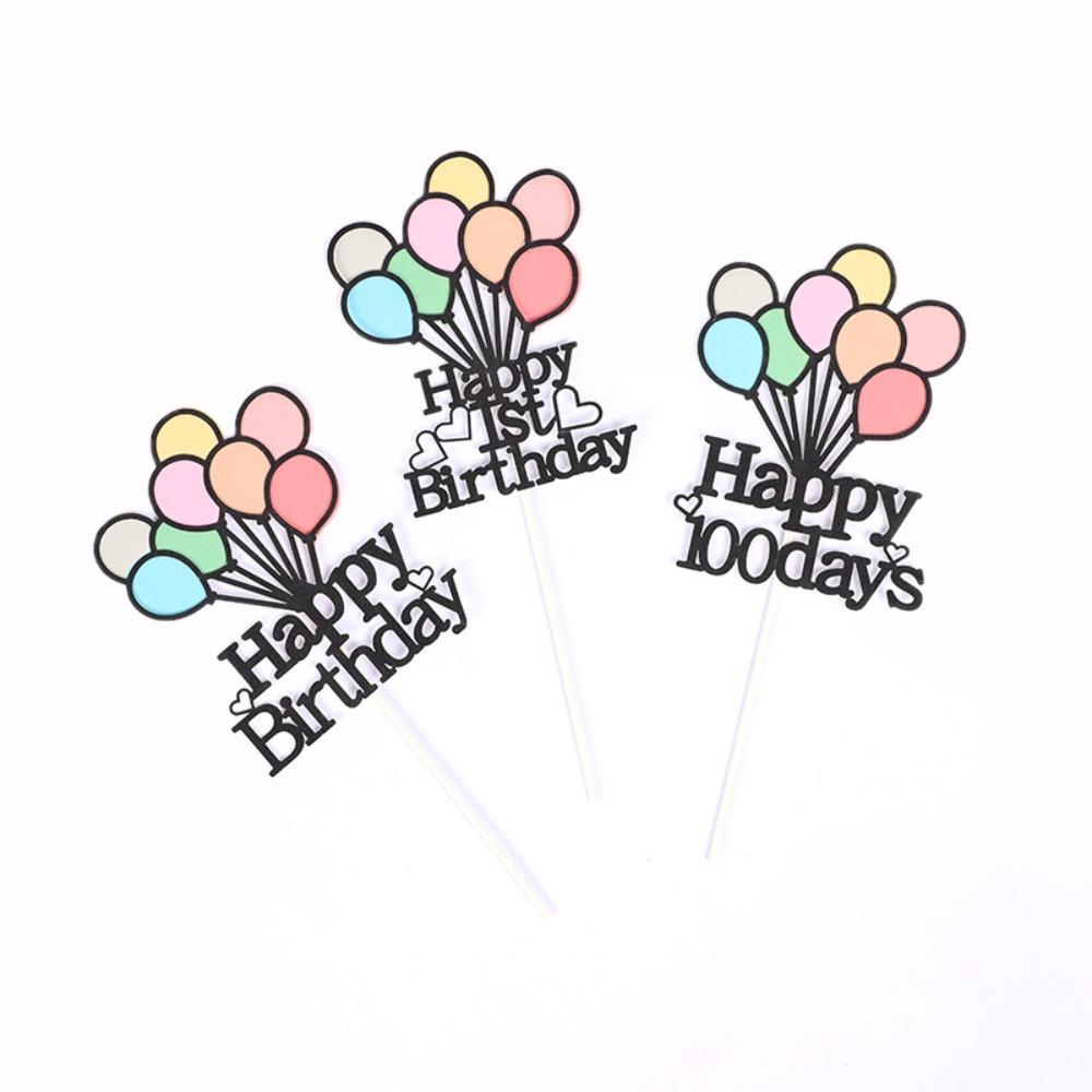 Paper Balloons Cake Toppers Double Layer Happy Birthday Cake Decoration Kids Party Decor