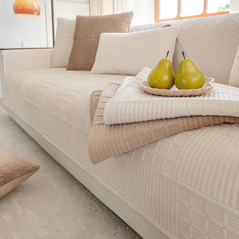 Чехол для дивана из северного голландского бархата, нескользящий чехол для дивана, универсальная зимняя подушка для дивана, однотонная подушка для дивана Simplicity