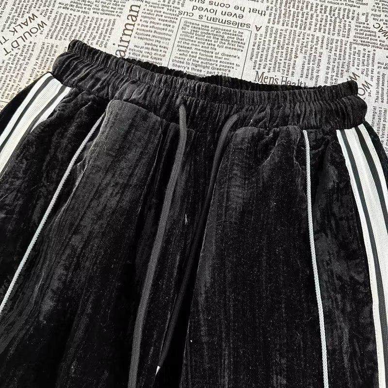 Осенний стильный полосатый свитшот из золотого бархата, спортивный костюм из двух частей для пар для мужчин