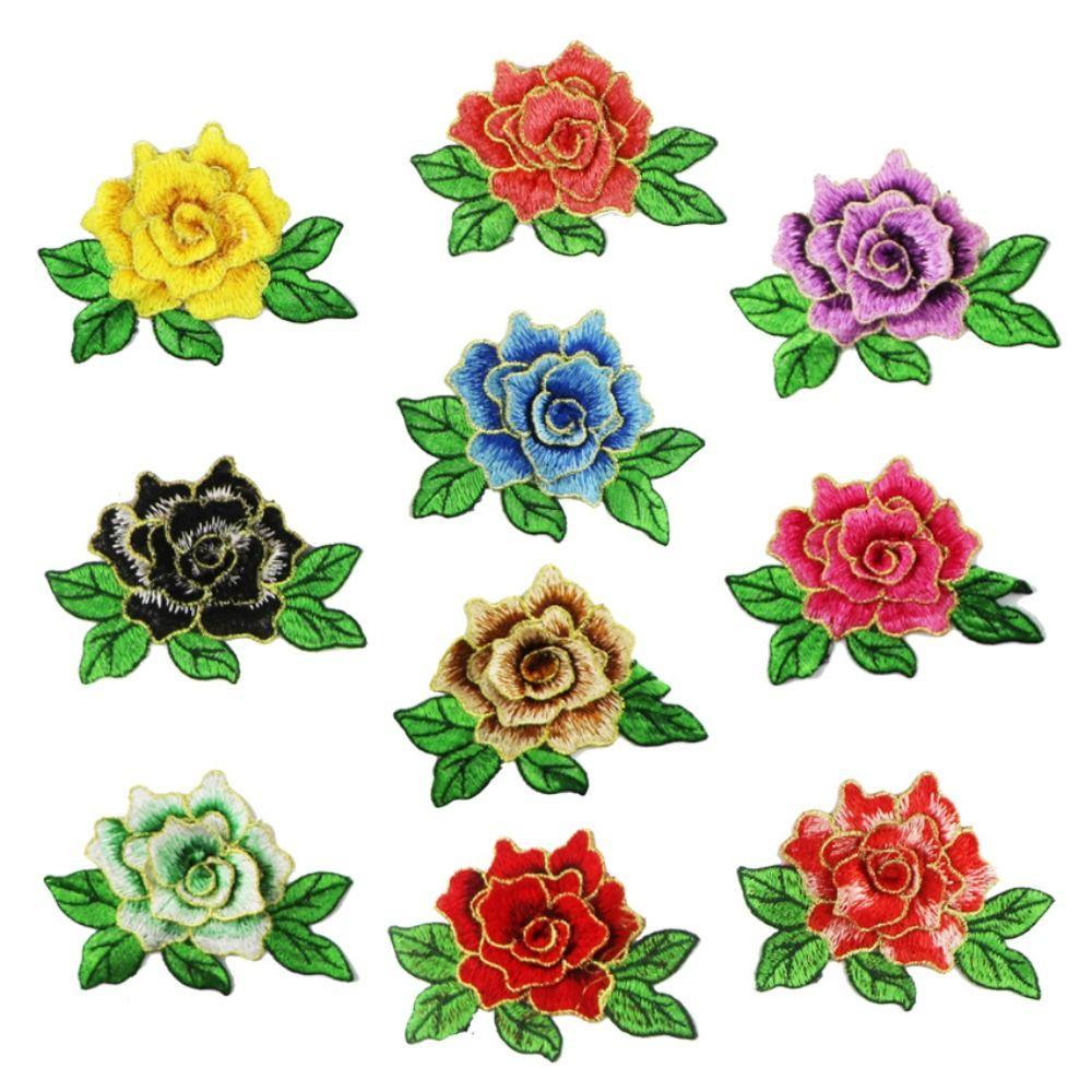 DIY Handmade Embroidery Flower Patch Polyester Fiber Floral Patches Embroidery Repair Patch Jeans