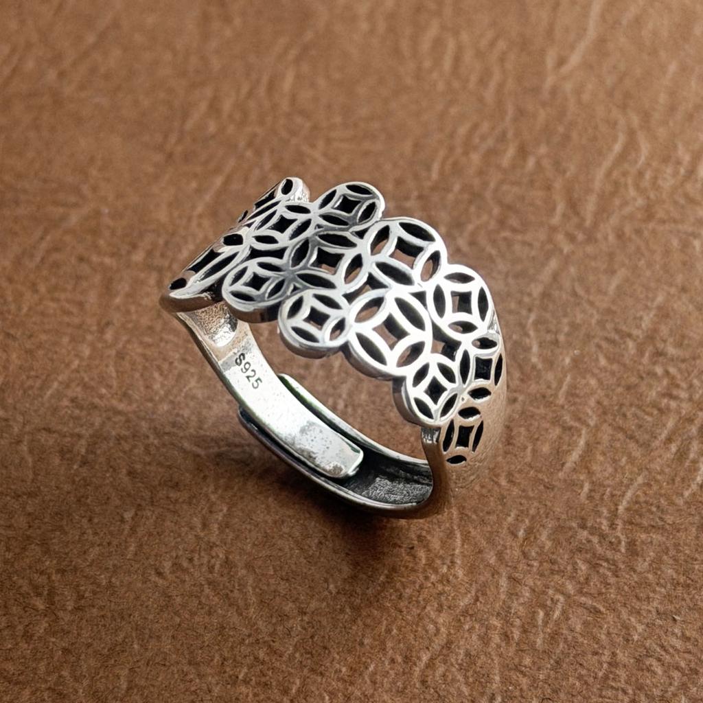 Xiaomi BF CLUB 925 Sterling Silver Ring For Women Jewelry Heart Chain Retro Open Vintage Handmade Ring Allergy For Party Birthday Gift