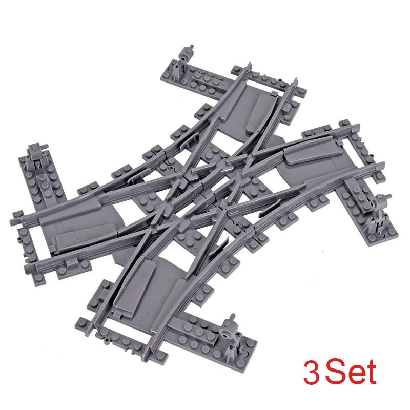 Creative Expert Ideas City Train Single Slip Switch R40 Crossings Rails Tracks Bricks Building Blocks DIY Toys Kids Gift
