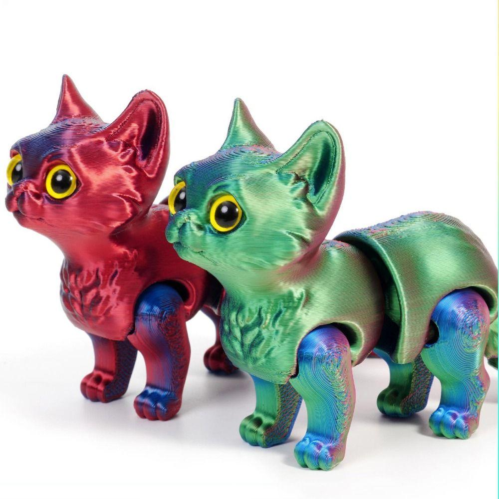 Очаровательная PLA фигурка кошки с подвижными шарнирами, 3D-печатная игрушка-кошка 16 см, подарок для снятия стресса