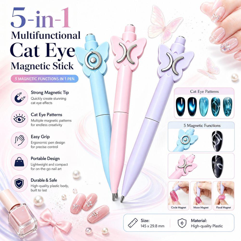 Floral Pattern Effect Nail Art Magnet Tool Magnetic Nail Polish Wand Easy to Use