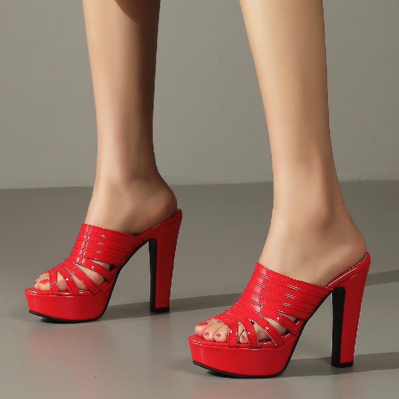 Модные женские тапочки, летняя обувь 2024 года, босоножки на высоком каблуке, роскошные мюли на платформе, женские черные, белые, красные, туфли для вечеринок, большой размер 44 50