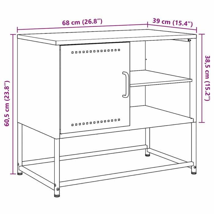 VidaXL Meuble TV anthracite 68x39x60,5 cm acier, support TV, buffet TV, meuble multimédia, banc TV, armoire hifi, centre de 846520