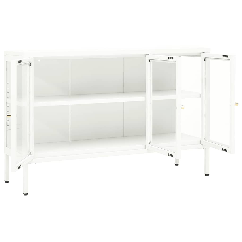 vidaXL Sideboard Weiß 105x35x70 cm Stahl und Glas