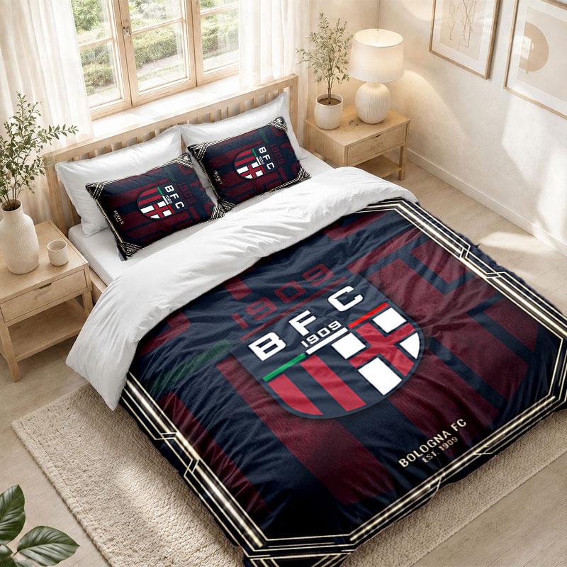 Bedding Set 1 Duvet Cover 2 Pillowcases Bologna FC Print Bedroom Home Decoration