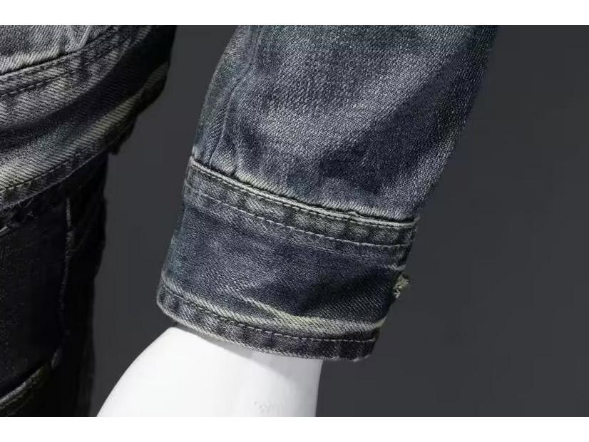 Мужская джинсовая мотокуртка в европейском ретро-стиле, облегающего кроя, с влиянием американских трендов