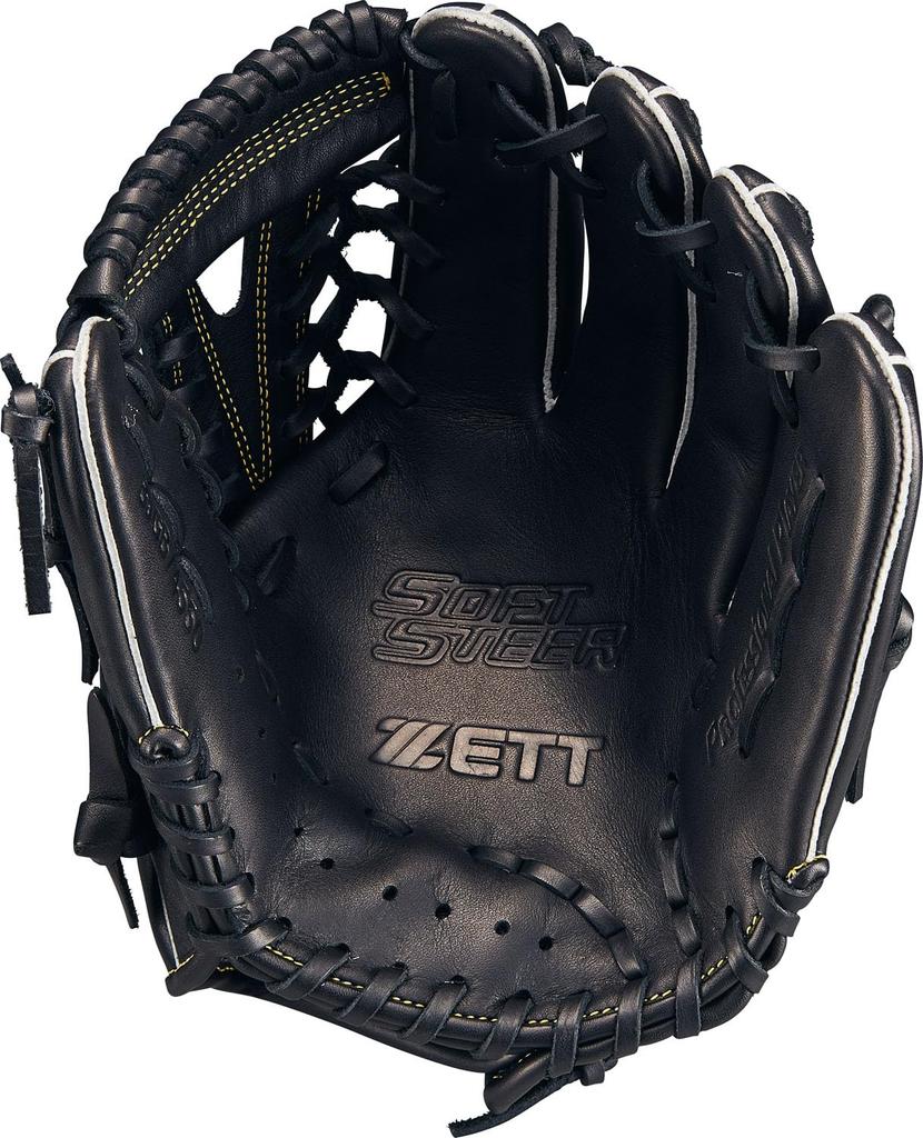 ZETT Youth Soft Steer Baseball Glove Black LL BJGB74550F (All-Around) (1900) Size