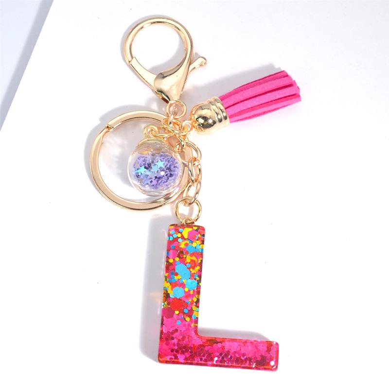 1 шт. брелок с блестками и кисточками в виде буквы, рождественский цвет, новый розовый красный брелок для ключей, автомобильный подарок