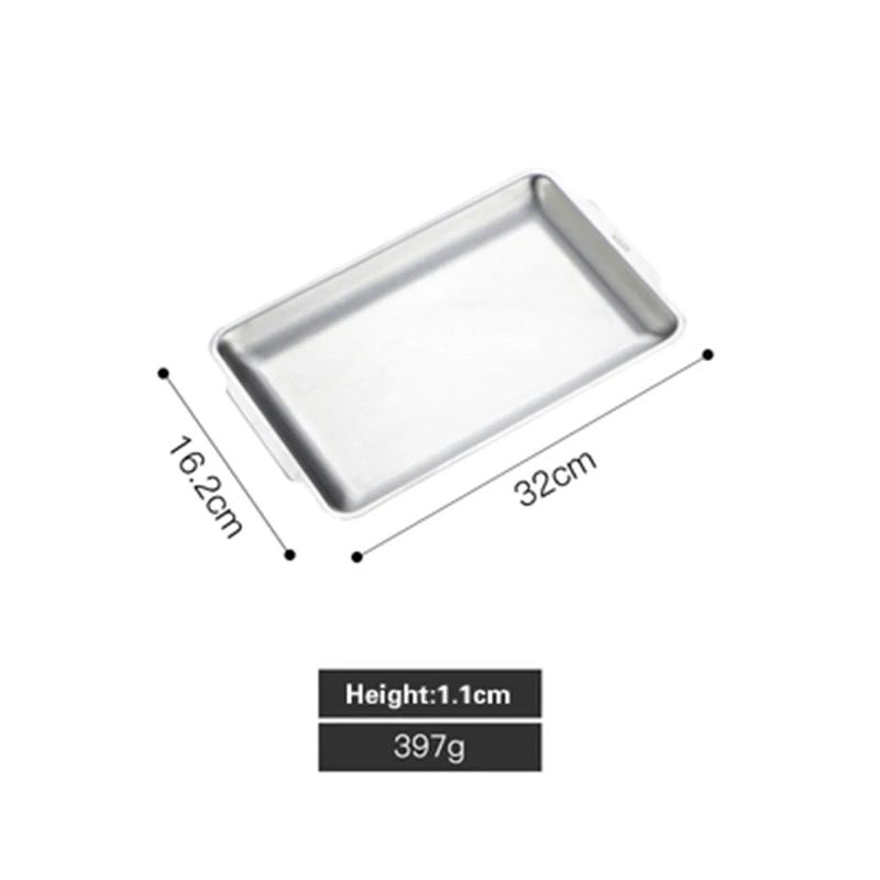 Утолщенная прямоугольная квадратная золотая тарелка из нержавеющей стали 304 Корейское блюдо для барбекю Суши Плоская тарелка Поднос Поднос для хранения