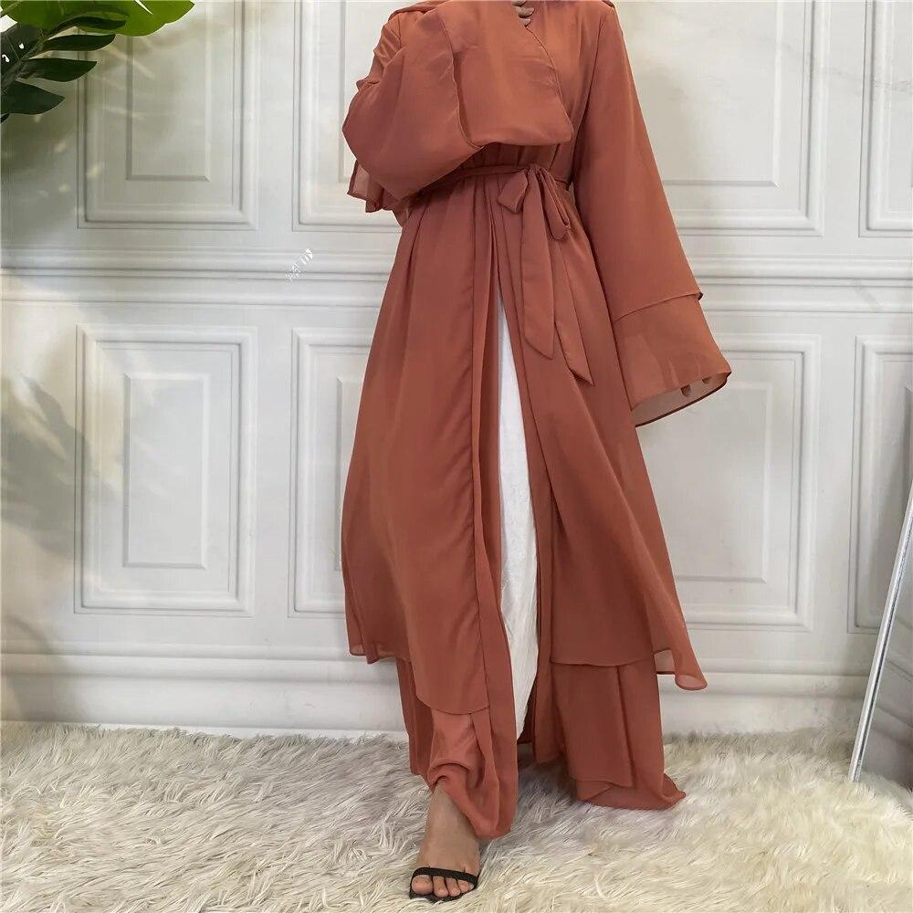 Dubai Abaya Chiffon Fashion Cardigan Muslim For Women Modest Robe Turkey Kaftan Ramadan Arabic Islamic Clothing
