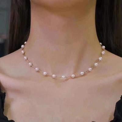 Классическая модная гипсофила цепочка на ключицу жемчужное ожерелье из пресноводного жемчуга нишевой дизайн ожерелье натуральное жемчужное ожерелье