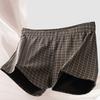 Men Shorts Plaid Print Men's Boxer Briefs with Elastic Waistband for Comfortable Homewear Stylish Mid-rise Underwear
