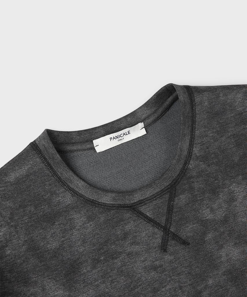 PANICALE Угольно-серая washed футболка с длинным рукавом для гольфа
