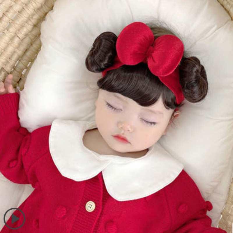 Модный милый детский парик для волос, повязка на голову для детей, бант для девочек, повязка на голову для новорожденных, парик для малышей, шапка, накладка для волос, головной убор для косплея