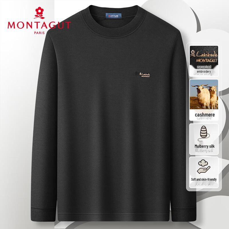 MONTAGUT Men's Luxury Cashmere Blend Long Sleeve Knit Shirt