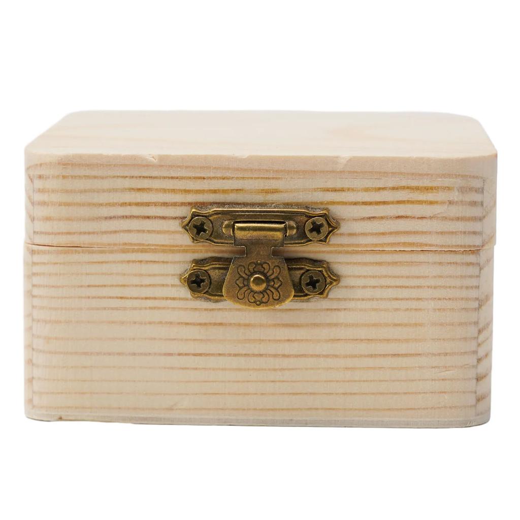 1Pc 8x8x4.5cm Natural Wooden Storage Box Plain Pine Wood Gift Box for Home Sundries Jewelry & Small Accessories