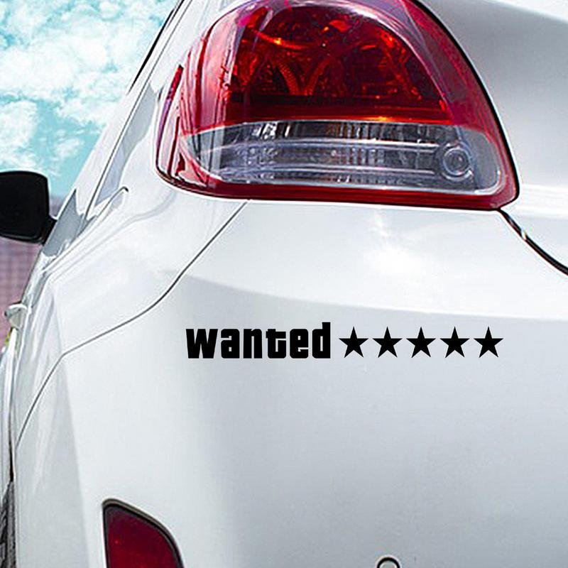 Наклейка на автомобиль Wanted, водостойкая, автомобильные декорации, наклейка с пятью звездами, наклейка на автомобиль, украшение кузова автомобиля, наклейка для заднего окна грузовика