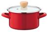 Pearl Metal Enamel Double Handed Pot 15cm Glass Pot with Lid Red IH Compatible Cook Pot Petit Cook HB-1366