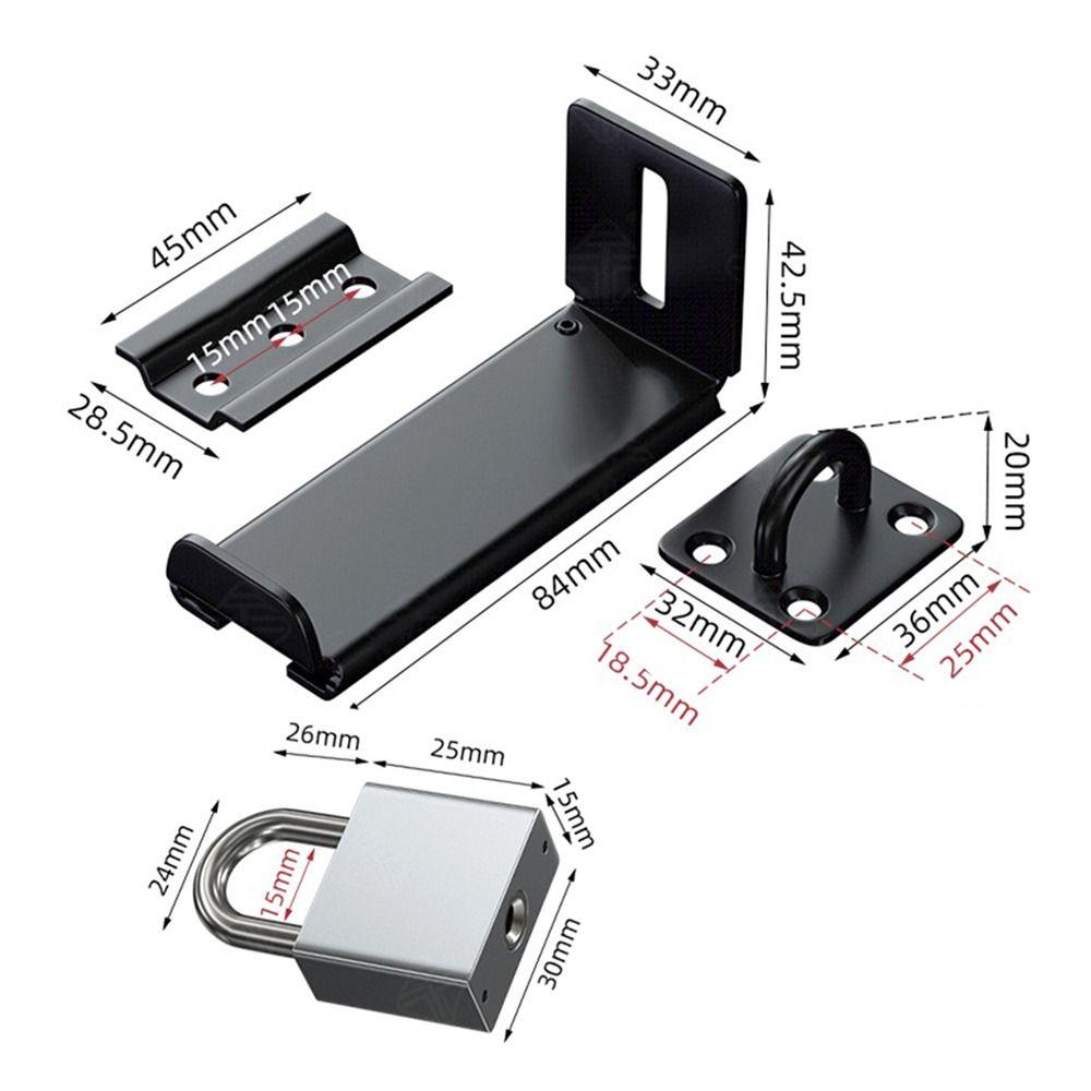New Stainless Steel Door Clasp Lock 90 Degree Anti-theft Padlock Hasp Right Angle Burglar-proof Door Hasps Door