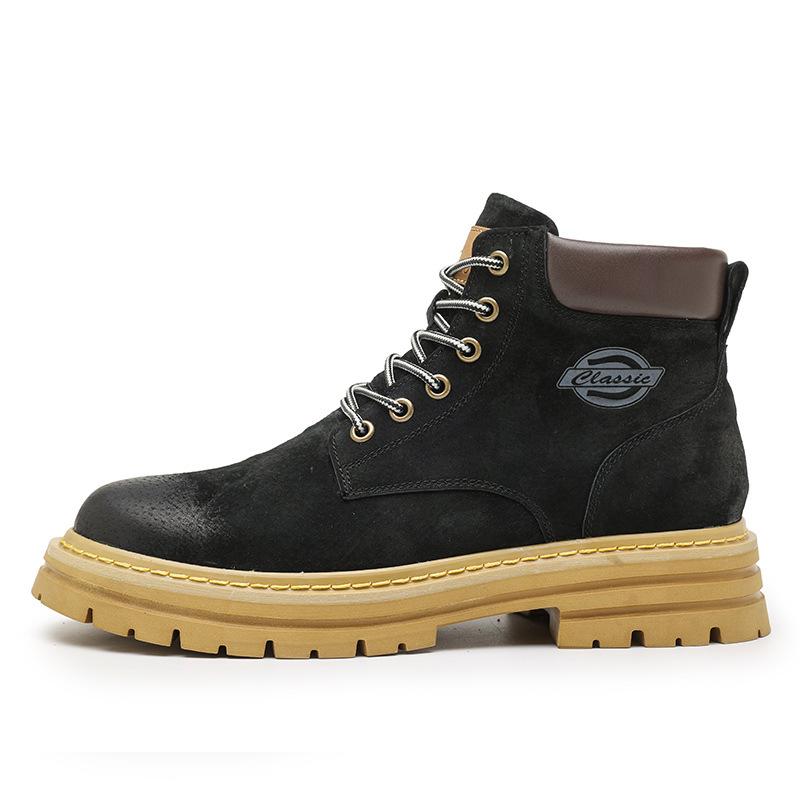 Autumn and winter Martin boots men's short boots tooling casual high-top leather trendy men's boots velvet snow boots