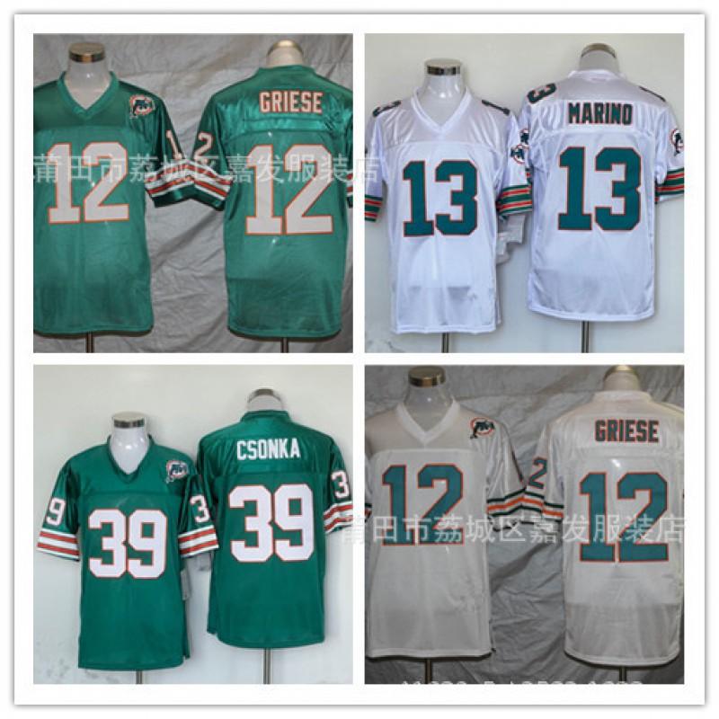 Miami Dolphins Retro NFL Football Jersey Mens Cotton Stitched Uniform 13 39 12 Vintage Style