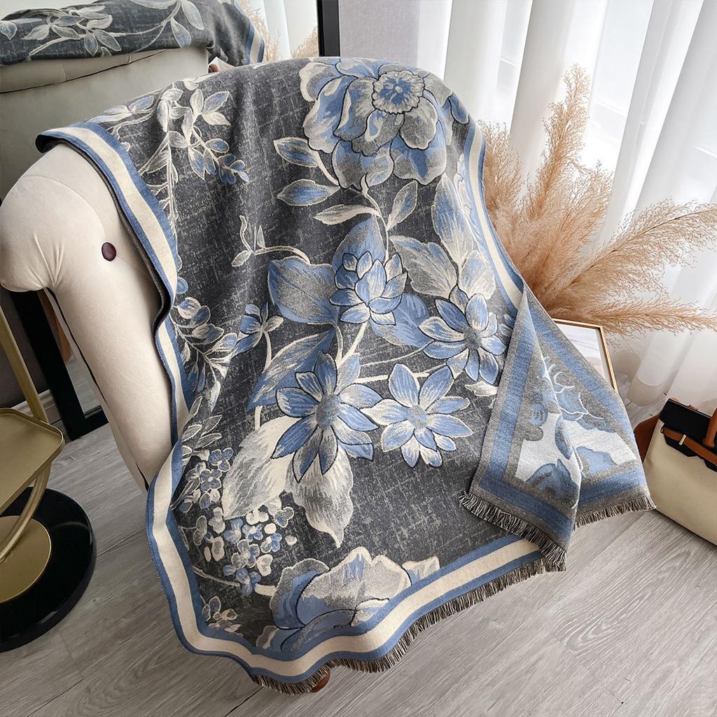 Korean Version Printed Fashion Imitation Cashmere Scarf Female Winter Versatile Student Thickened Cold Scarf Dual-purpose Shawl