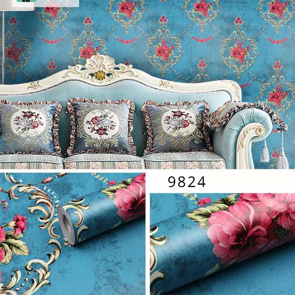 Европейский стиль Самоклеящиеся обои Водонепроницаемые Обои для гостиной Спальни Цветы Контактная бумага Наклейки для украшения дома