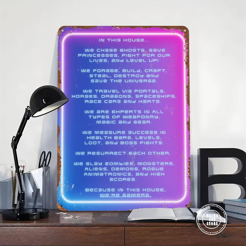 In This House Were Gamers Tinplate Poster Customized Wall Art Vintage Retro Metal Signs for Coffee Bar Accessories Wand Deko