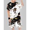 Комплекты для детей Мальчиков 3D Буквенный Граффити Принтованный Комплект с Шортами с Коротким Рукавом Повседневная Спортивная Одежда