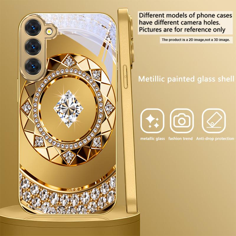 Изысканное ювелирное искусство Для Samsung Galaxy S26 S20 FE S21 S22 S23 Plus S24 Ultra S25Ultra S21+ S22Plus Золотой стеклянный чехол для телефона