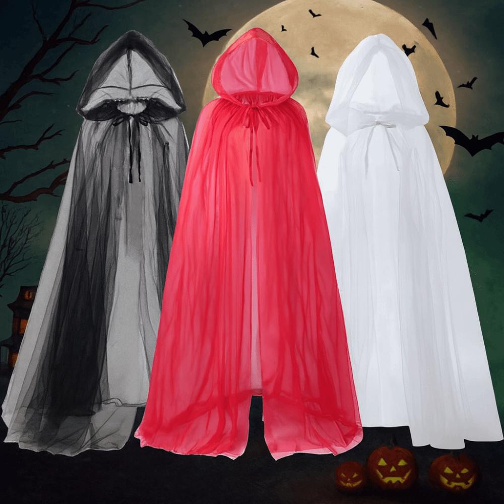 Dress Up Mesh Ghost Cloak Transparent Hooded Cloak Fashion Women Halloween Costume Children