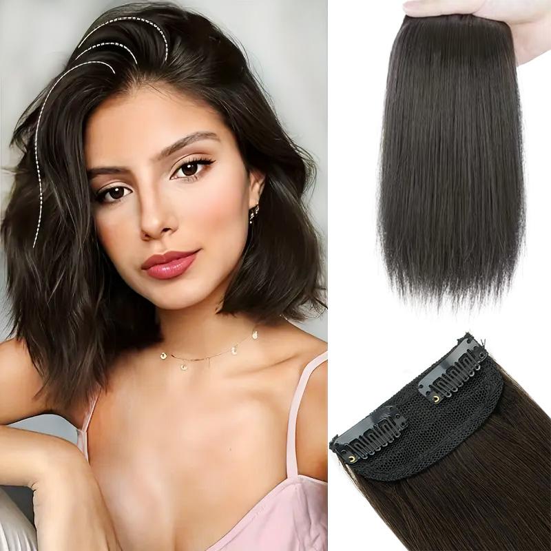 MISS WIG Синтетические короткие прямые накладки для волос, гладкие и пушистые, на клипсах, для женщин, для увеличения объема волос, аксессуары