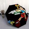 Pinocchio & Jiminy Cricket Cartoon Automatic 3-Fold Umbrella Design, Cute Cartoon Pattern, Portable Outdoor Umbrella, Perfect, Holiday Gift