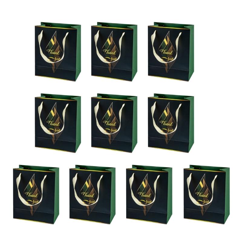 10 Штук Разноцветных Бумажных Пакетов Стильные Мешочки для Хранения Праздничных Подарков Ручной Работы Разноцветный Подарочный Пакет с Ручками