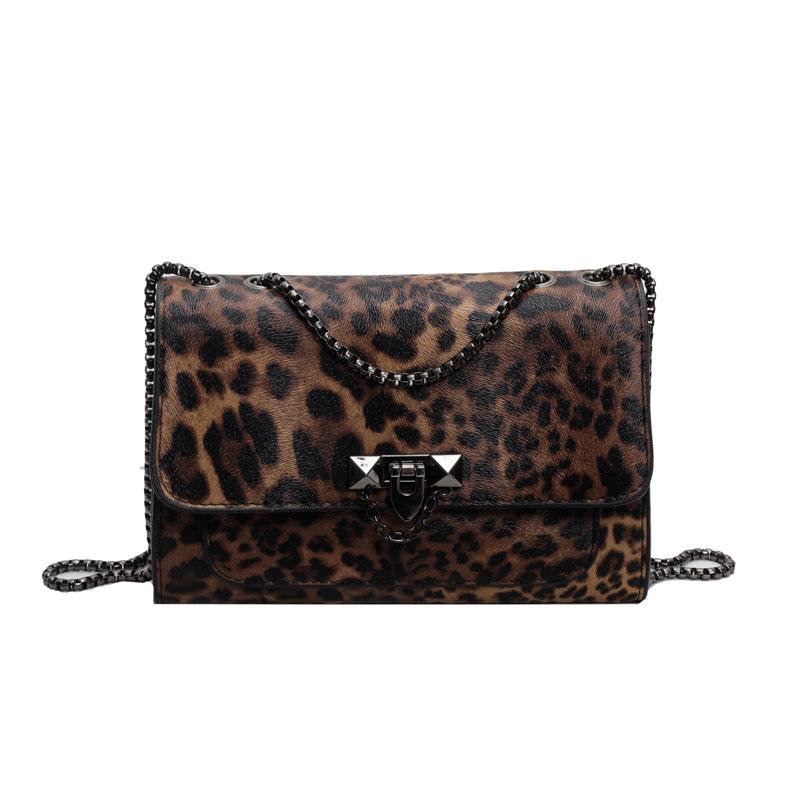 Милая и классная сумка-мессенджер Spice Girl с коровьим узором, квадратная, осень 2024 г., персонализированная сумка-мессенджер с леопардовым принтом и цепочкой