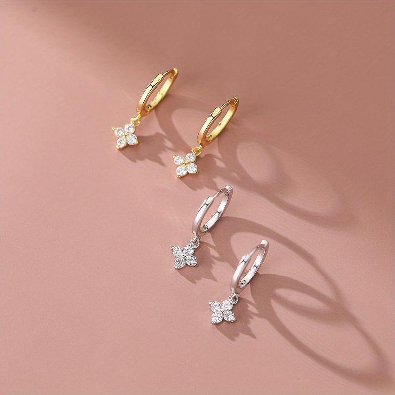 1 Pair of Sparkling Zircon Decorated Earrings, Exquisite and Luxurious Jewelry Suitable for Daily Leisure Weddings, Parties, and Gifts