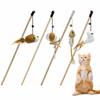 4-Piece Cat Toy Set Natural Feather Toy and Solid Wood Cat Toy with Bell. Ideal for Indoor Cat Activities. Cat Toys Help Relieve Stress and Improve