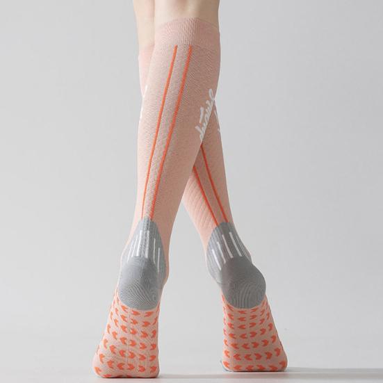 1 пара женских зимних носков длиной до колена с массажной подошвой, с длинной трубкой, с высокой эластичностью, с противоскользящими свойствами, носки для йоги, удобные, теплые, для бега трусцой