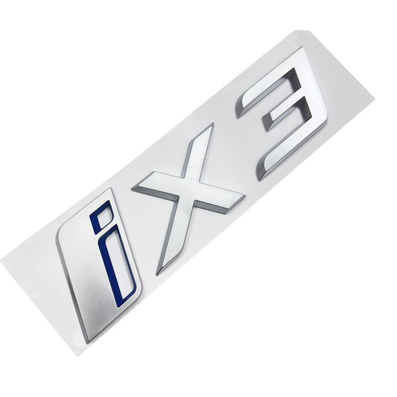 Car Stickers ABS 3D Letters Rear Trunk Emblem Logo for BMW iX i3 i4 i7 iX3 iX4 iX7 Matte Silver Accessories SU1