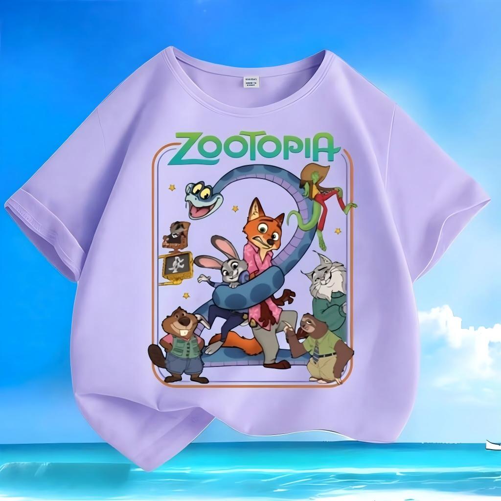 Summer TShirts for Boys and Girls Short Sleeve Round Neck Pure Cotton Loose with Cartoon Prints for Children and Babies