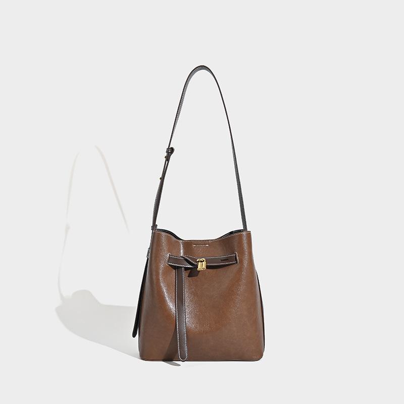 Niche Design Осень и зима Маленькая кожаная сумка Сумка через плечо Сумка-ведро Модная женская сумка Большая вместимость