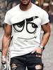 Мужская повседневная футболка с 3D-принтом, белая, с графическим принтом «Грустное лицо», с коротким рукавом и круглым вырезом, из дышащего полиэстера